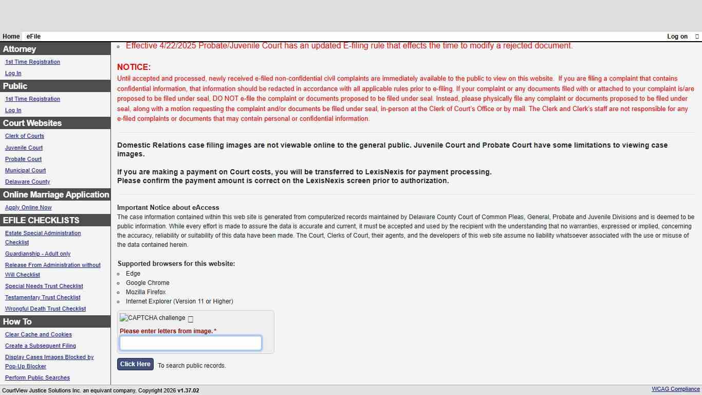 Welcome Page - CourtView Justice Solutions