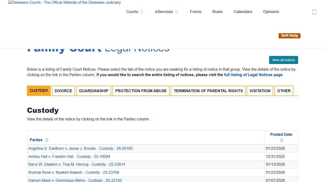 Legal Notices - Family Court - Delaware Courts - State of Delaware